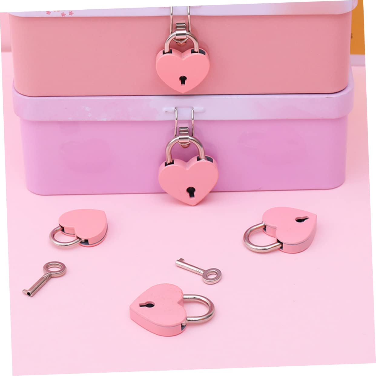 Lurrose 3 Set Coppia Lucchetto Forma Lucchetti Carino Mini Cuore Blocchi Di Sacchetti Serrature Per Valigie Con Chiavi Lucchetto Dell'armadietto Metallo 6 Pezzi*3