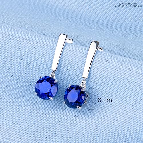 2 Ct Round Cut Drop Dangle Birthstone White Sapphire Earrings For Women 925 Sterling Silver Cool Gemstone Earrings 8 Mm April Stone With Elegant Push Back By Nicole Miller Fine Jewelry #TOP4