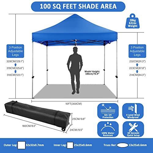 Image of COBIZI 10x20 Pop Up Canopy Tent with 6 Sidewall,Heavy Duty Canopy,Blue Gray