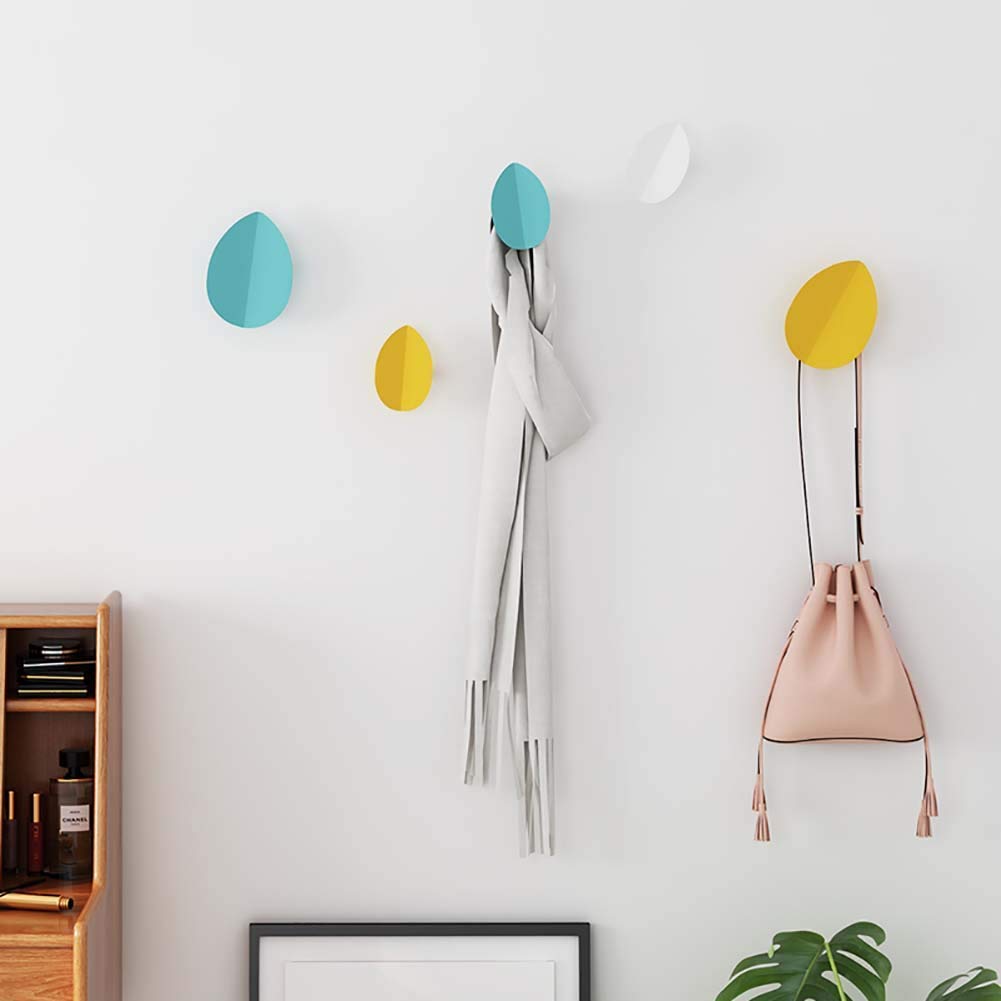 coat hook Hojas Gancho Perchero De Pared Hierro Ganchos De Hoja Cuarto De Los Niños Percha Bufanda Sombrero Poseedor por Jardín De Infancia Guardería Entrada Vestíbulo 3 Paquetes Rojo/Azul/Blanco