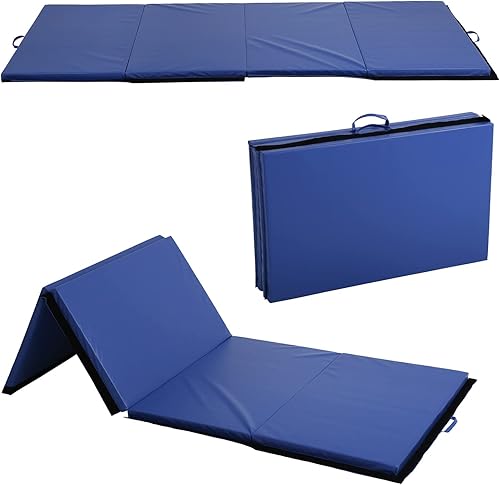 Colchoneta de gimnasia para gimnasio en casa, plegable, portátil, de 4 x 10 x 2 pulgadas, extra gruesa, con asas de transporte, para niños y adultos