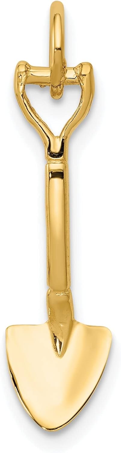 14K Yellow Gold 3D Spade Charm Shovel Garden Jewelry