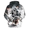Lontse Hoodies Men Skull 3D Graphic Print Sweatshirts Pullover Tops with Pocket, Black4, 4XL #1