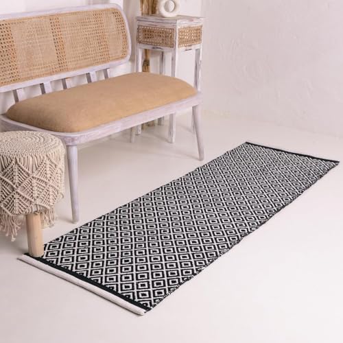 Vintage Threads Natural Cotton Designer Bedside Runner|Rug|Kitchen Mat|Carpet|Multiple uses for Balcony,Living Room,Bedroom,Kitchen-[Size-22x60 INCH or 2X5 ft ]