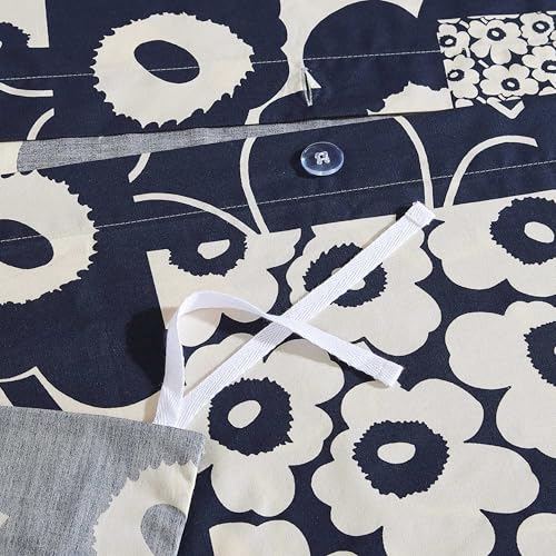 Image of Marimekko - King Duvet Cover Set, Premium Cotton Bedding with Matching Shams, Floral Home Decor (Unikko Kollaasi Blue, King)