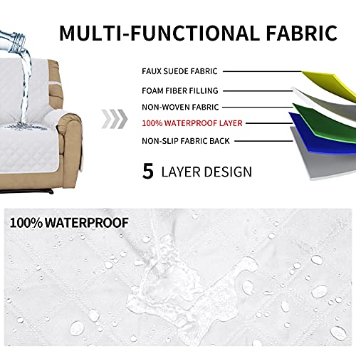 Image of Easy-Going Sofa Slipcover Waterproof Oversized Recliner Chair Cover Non-Slip Fabric Couch Cover for Living Room Washable Furniture Protector for Pets Kids Children Dog Cat (Oversized Recliner, White)