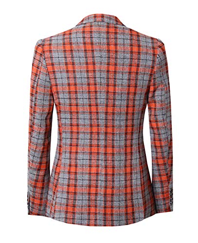 MOGU Mens Three Piece Slim Fit Plaid Suit Blazer Jacket+Vest+Pants2