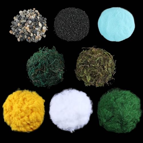 Chunful 11 Pcs Miniature Rainforest Diorama Supplies, 8 Bags Total 330g Scenery Basing Material Kit-Stone, Decorative Sand, Grass, 2 Double Sided Tapes and 1 Diorama Cardboard for DIY Diorama Project - Image 4