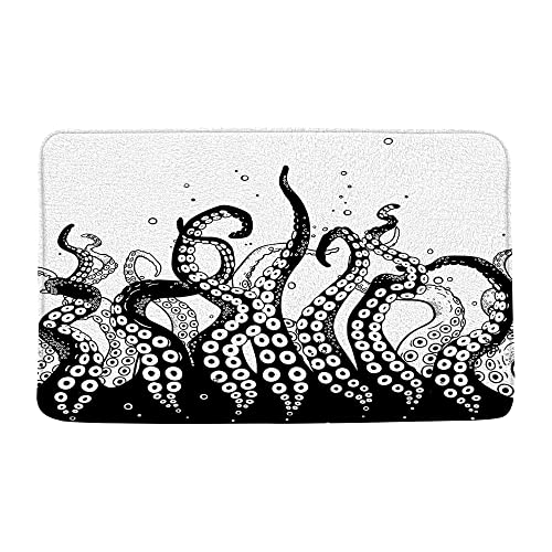 GCTNBJL Octopus Tentacles Bath Mat Nautical Kraken Tentacles Ocean Sea Animal Vintage Marine Life Underwater Abatract Sketch Art Bathroom Decor Memory Foam Kitchen Rug,17.8x29.5 Inch