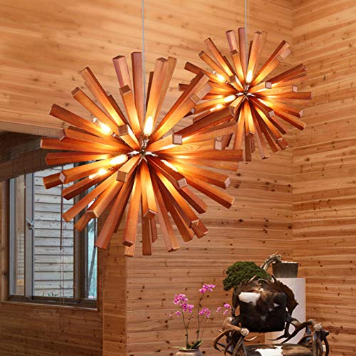 Lustre pissenlit en bois G4 suspension design scandinave salon et bureau 35cm - 3