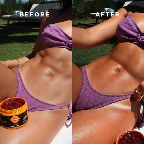 Image of Carroten Intensive Tanning Gel | Travel Size Browning Tan Accelerator | Non-Greasy Water-Resistant with Carrot & Coconut Oil | Vitamin A&E for Moisture & Hydration | TSA Approved | 1.7oz + Spatula