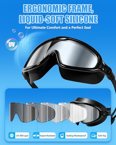 Aegend Swim Goggles for Adult Wide View Goggles for Pool Beach Essentials - image 3