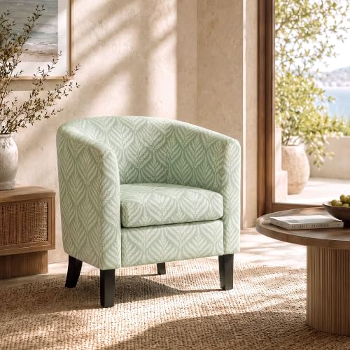 Image of BELLEZE Upholstered Barrel Accent Chair - Frond Green