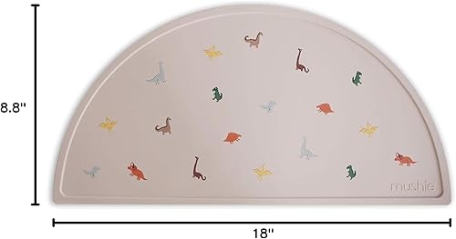 Miniatura 10 de mushie Mantel individual de silicona para niños, diseño antideslizante sin BPA (dinosaurios)