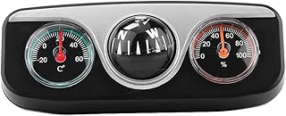 Car Compass, 3-in-1 Car Compass Dash Mount Digital Navigation Boat Navigation Compass ABS Thermometer Hygrometer Guide Ball Dash Mount for Auto Car