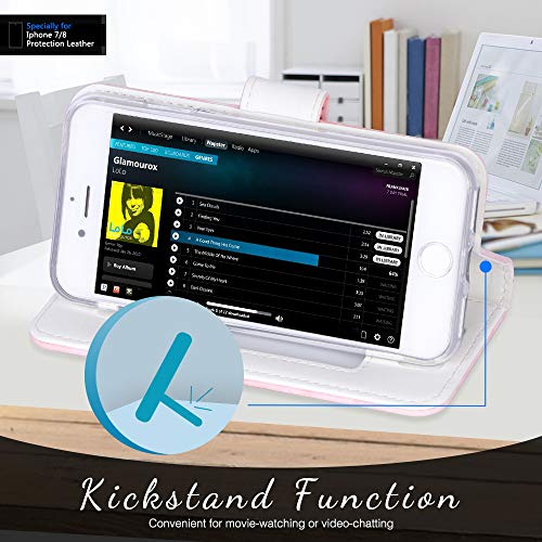 Fyy Designed For Iphone Se Case 2022 (3Rd Gen) / Iphone Se Case 2020 (2Nd Gen) / Iphone 7 Case/Iphone 8 Case, Luxury Pu Leather Wallet Phone Case With Card Holder Flip Kickstand Cover Pink #TOP3