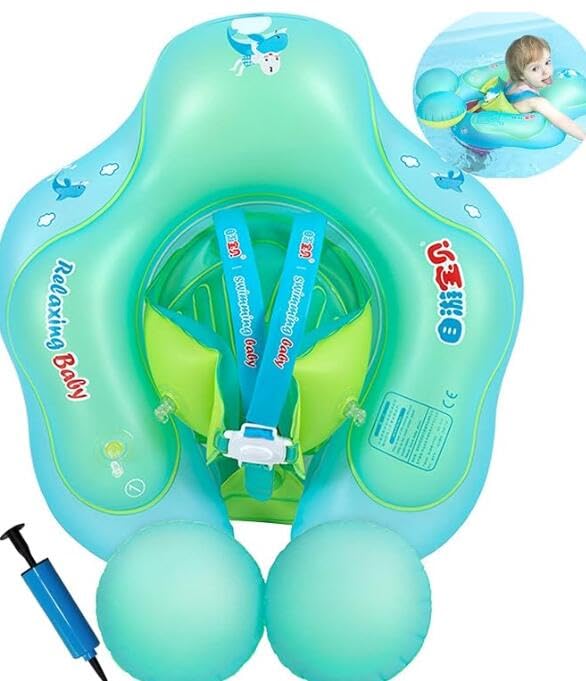 Inflatable Baby Swimming Float 0-6 Months Baby Pool Float with Seat 6-12 Months Infant Toddler Swimming Float Newborn Baby Swim Float Swimming Ring for Baby 6-12-36 (Blue, L (6-36 Months)) — image 1
