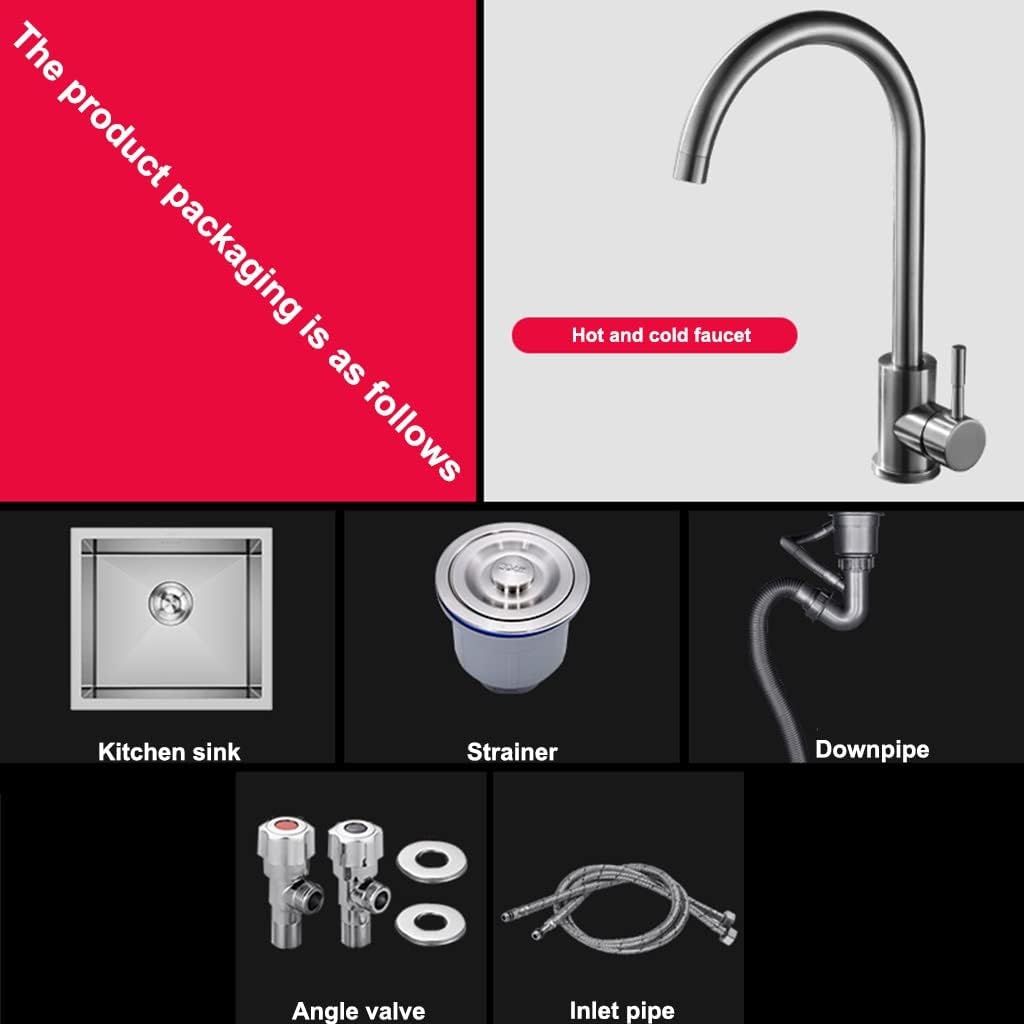 Wet Bar and Prep Basin Stainless Steel Metal Dish Pool Bathroom Sink Faucet and Drain Mount (Silver(c) 50x40x21cm) (Silver) 50x45x21cm) (Silver) 50x45x21cm)
