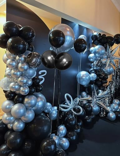 Image of Black Balloons 12 inch, 50 Pcs 3.2g Black Latex Balloon Matte Helium Balloons for Birthday Party Wedding Baby Shower Retirement Decorations
