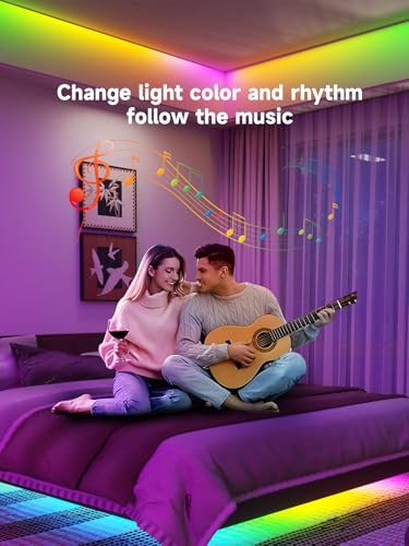 Image of TJOY BGRIC LED Strip Lights 16.4FT, Smart Led Lights Compatible with Alexa&Google Assistant, Color Segment DIY, WiFi Led Lights for Bedroom, Remote&APP Control, Color Changing Strip Light for Room