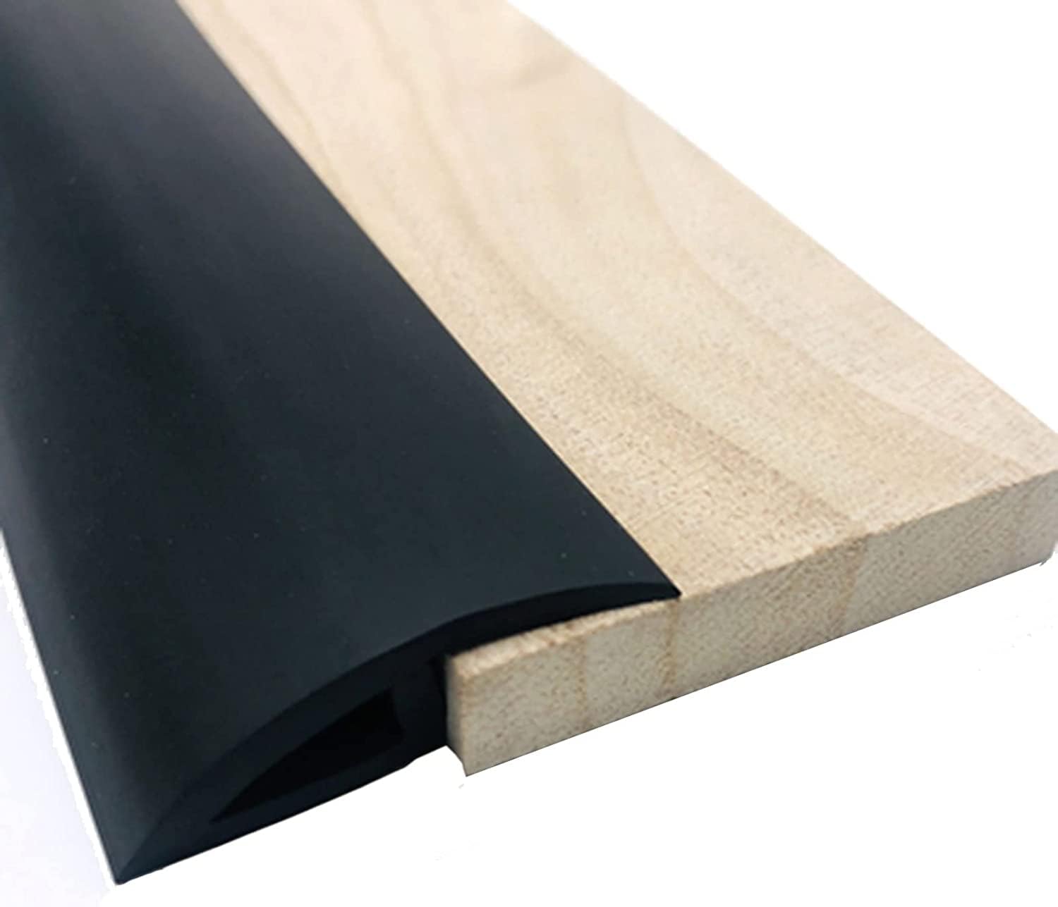Barre de Transition pour Rampe d'accès pour piétons, Barre de Transition Bois/carrelage, seuil en Vinyle et Caoutchouc Auto-adhésif, Bordure de Moquette, moulur，Black Length 39
