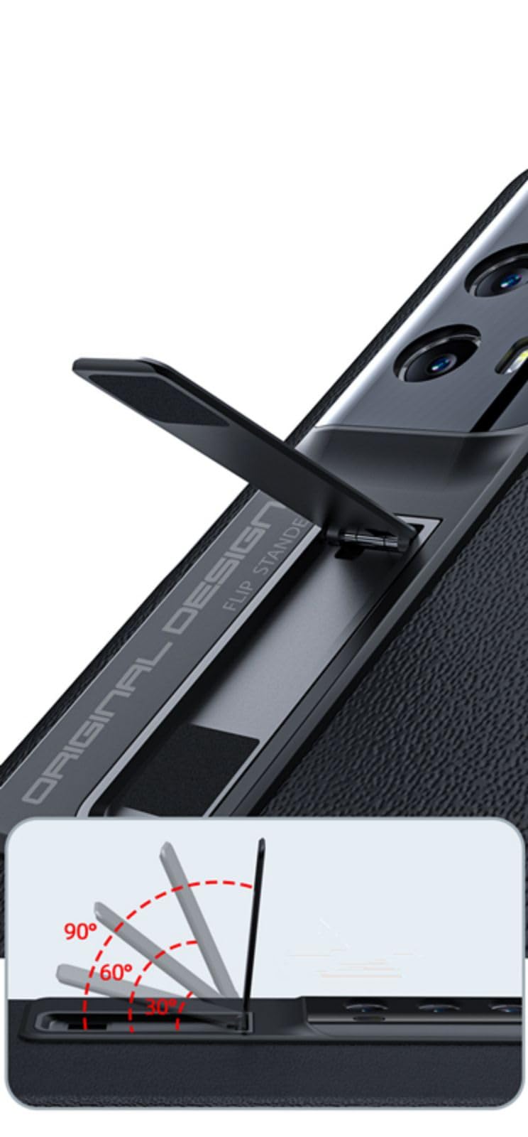 Coque pour Magic Vs2 Boîtier Cuir Texturé + Bracket + Hinge + Glass Film + Lens Cap,Slim Bumper Case étui pour Honor Magic Vs2(3)