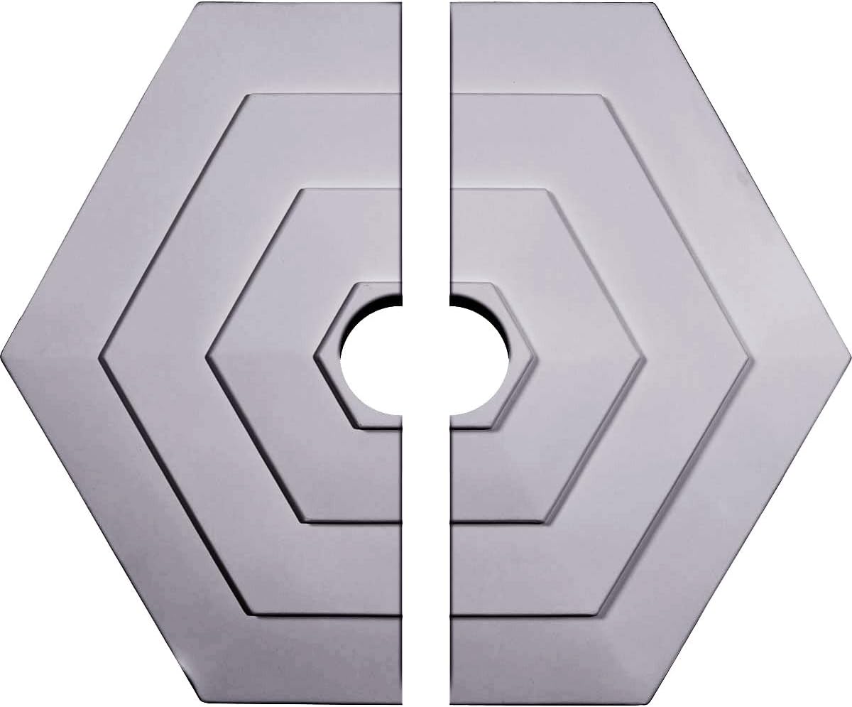 Ekena Millwork CM23WF2-03500 23 1/4"OD x 3 1/2"ID x 7/8"P Woodruff Ceiling Medallion, Fits Canopies up to 3-1/2", 2 Piece