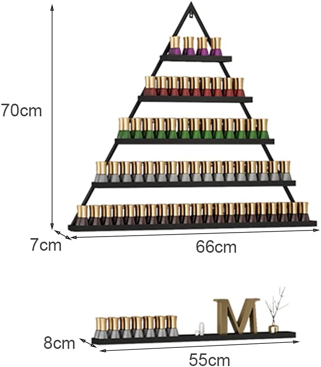 Metal 5 Tier Nail Polish Shelf Essential Oil Display Rack, Nail Salon Shop Iron Hanging Wall Triangle Display Rack Storage Shelf Perfume Shelf Cosmetic Cabinet 5 Tier Spice Rack Organizer Holds