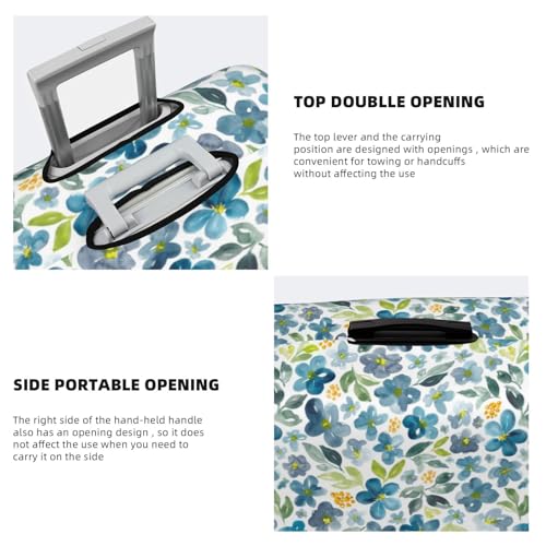 Floral In Blue For Travel Luggage Cover Suitcase Protector Fits 18-32 Inch Travel Luggage Protector Elastic Luggage Anti-Scratch Suitcase Cover3