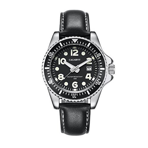 Montre homme quartz étanche bracelet cuir noir design unique classique LULI
