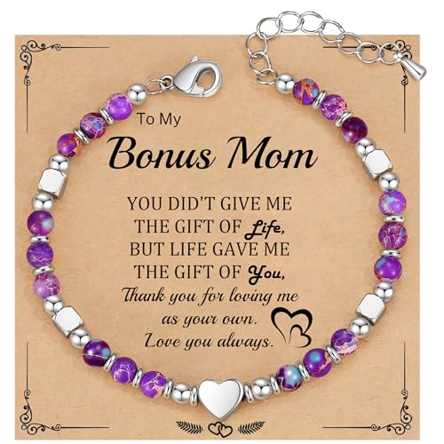 Christmas Gifts for Women, Stocking Stuffers for Teens Beaded Bracelets for Women Gifts for Mom Christmas Gift Mothers Day Gift for Grandma Daughter Bonus Mom Nature Stone Bead Bracelet Graduation Jewelry for Her 2026