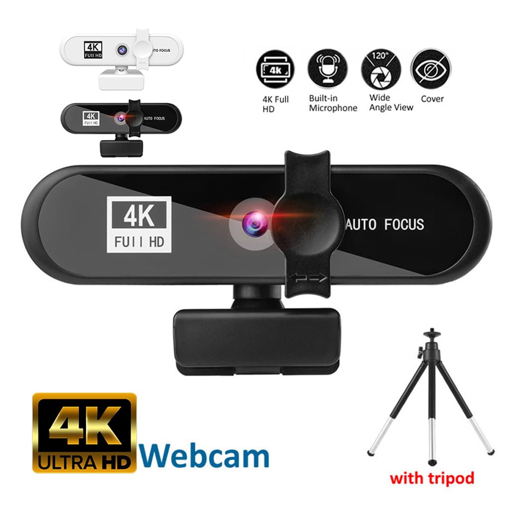 Lot de 5 webcams d'ordinateur à mise au point automatique HD USB en ligne réglable avec microphone filaire de rechange pour webcam externe Blanc 4K