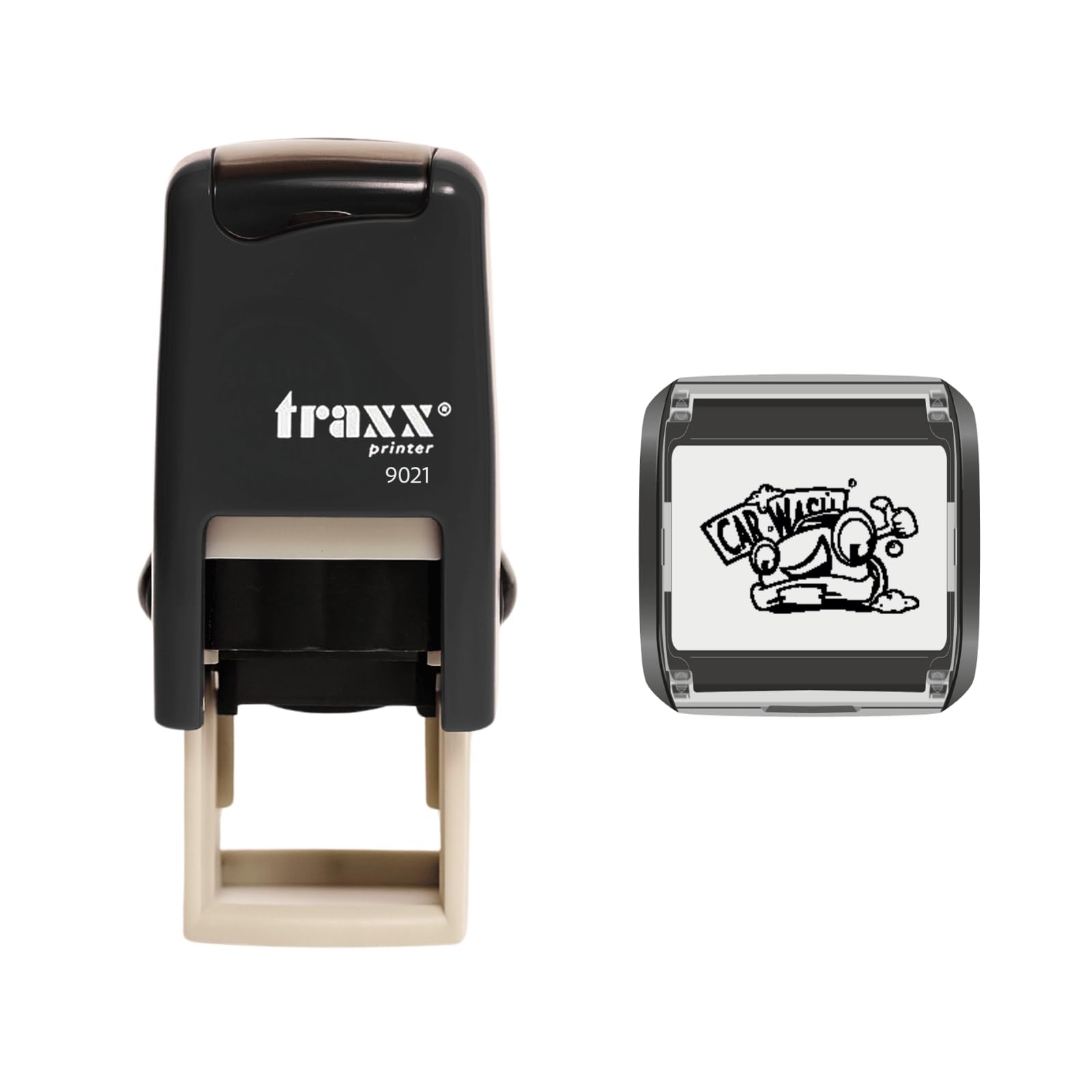 Traxx 9021 Loyalty Card Self Inking Rubber Stamp Carwash *A Black Car Wash Design*