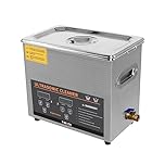 Digital Ultrasonic Cleaner 6L Professional Commercial Stainless Steel Ultra Sonic Bath Cleaning Tank Machine 1-30 Minute Timer 0-80°C Heater 300W 240V 40kHZ Jewellery Metal Parts FREE Wire Mesh Basket