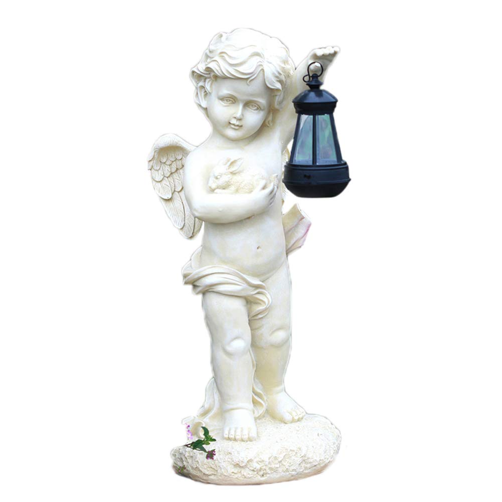 Statue d'ange de jardin solaire idéal pour illuminer vos allées et pelouses en soirée