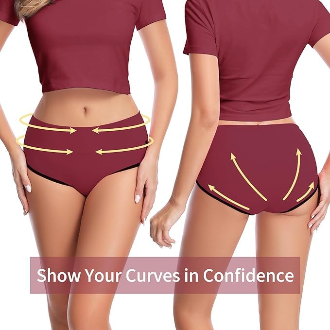 Image of DIVING DEEP Womens Breathable 100% Hipser Regular & Plus Size Underwear | Cotton Brief | High Waist Full Coverage Tummy Controller | High Rise Underpants Womens Panties - (Pack of 4)