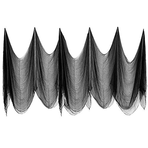 Vohoney Halloween Décoration Gaze d'halloween Noir Tissu Effrayant Bizarre Halloween Party Props pour Fête des Maisons Hantées Portes d'Entrée à l'Extérieur…(Noir Halloween Décoration) Cover