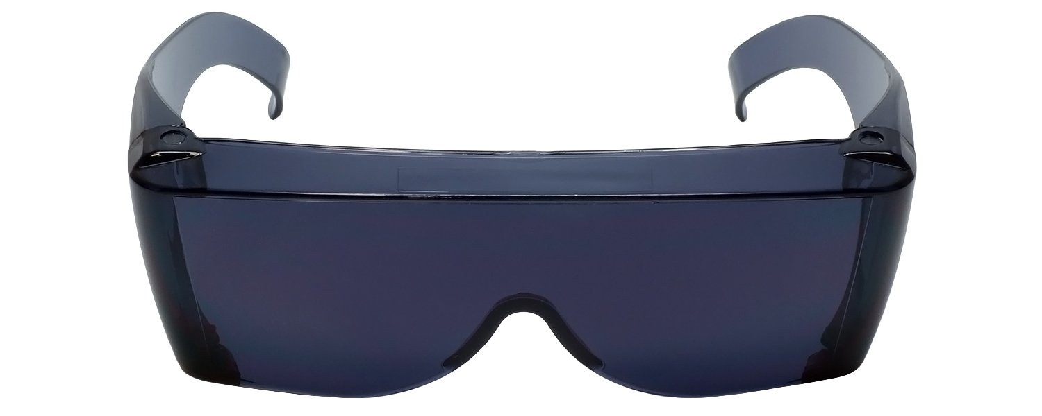 Calabria 3000 Fit Over - Gafas de seguridad Fitover graduadas, color gris ahumado, para hombres y mujeres, envolventes, tintadas, antirreflejos