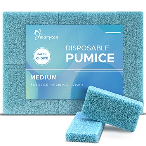 Maryton Disposable Foot Scrubber Pumice Pads, Pedicure Pumice Stone Dead Skin Callus Remover For Feet, 40Pcs (Blue Medium Coarse) #TOP7
