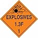 Accuform MPL121CT100 PF-Cardstock Hazard Class 1/Division 3F DOT Placard, Legend"Explosives 1.3F 1" with Graphic, 10-3/4" Width x 10-3/4" Length, Black on Orange (Pack of 100)