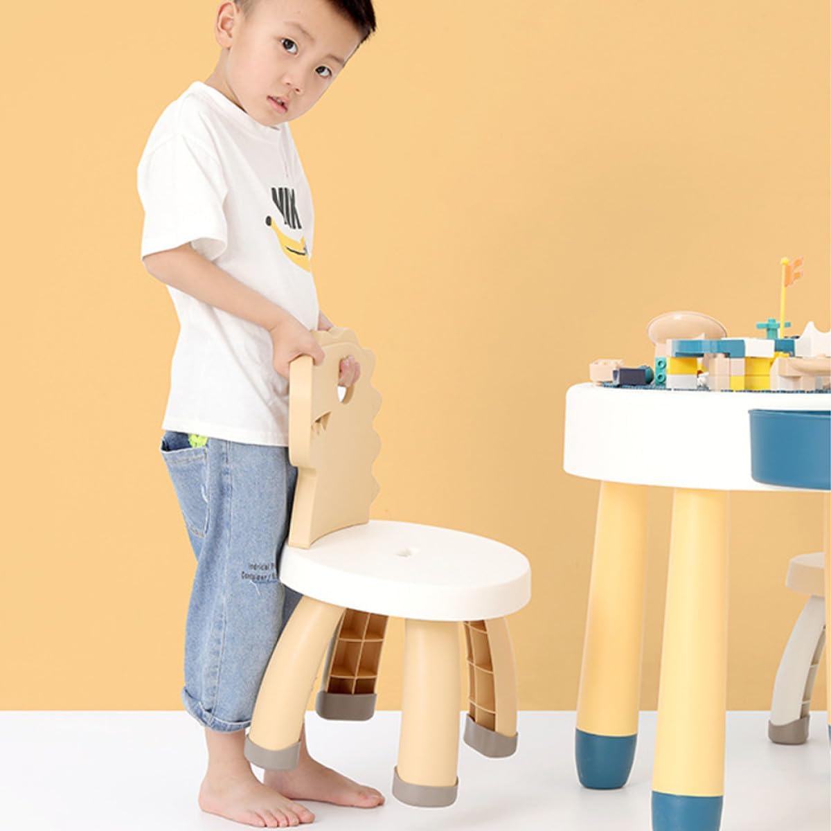 Garneck Cartoon Dinosaur Chair with Backrest Anti-Fall Kindergarten Stool for Boys and Thickened Non-Slip S Study Seat and Impact-Resistant for Home and Classroom Use