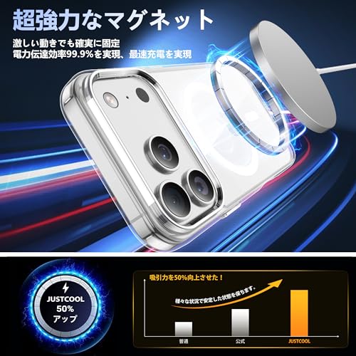 JUSTCOOL for iPhone 17 Pro 用 ケース クリア Magsafe対応 ガラスフィルム付き アイフォン17Pro 用 ケース iphone17proと互換性あるケース の商品画像 4