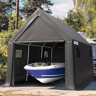 KING BIRD 10' x 15' Heavy Duty Carport Anti-Snow Carport, Full-Size Truck, Outdoor Storage Shelter Shed Instant Garage Car Canopy with Reinforced Ground Bars