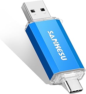 Pen drive USB C de 64 GB, pen drive USB-A e OTG tipo C, pen drive duplo para PC/laptop/celular e tablet tipo C (azul)