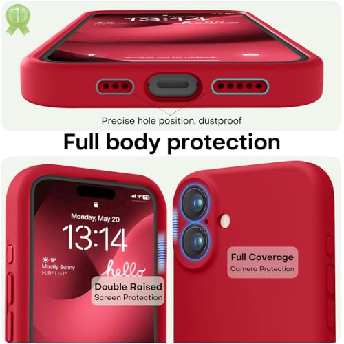 Image of LOVE 3000 Designed for iPhone 16 Case, Premium Silicone with [Soft Anti-Scratch Microfiber Lining] Shockproof Protective Phone Case for Men Women Girls 6.1 inch, Red