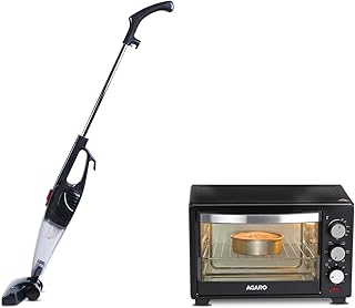 AGARO Marvel Oven Toaster Grill with Motorized Rotisserie & 5 Heating Modes (Black, 25 litres) & Agaro Regal Plus Upright Vacuum Cleaner, 2-In-1, Handheld & Stick For Home And Office Use, 800 Watts