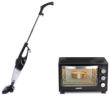 AGARO Marvel Oven Toaster Grill with Motorized Rotisserie & 5 Heating Modes (Black, 25 litres) & Agaro Regal Plus Upright Vacuum Cleaner, 2-In-1, Handheld & Stick For Home And Office Use, 800 Watts