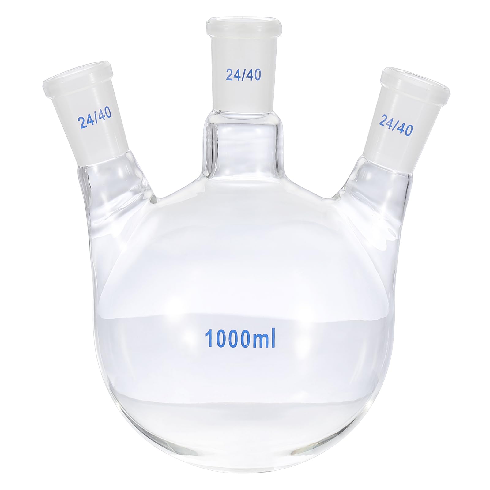 PATIKIL Fiaschetta per ebollizione da 1000 ml, in vetro borosilicato 3.3, con fondo rotondo a 3 colli, fiaschetta da parete pesante con giunto esterno conico standard 24/40, per laboratorio