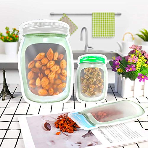 Image of INKULTURE 20 Pcs Medium and Large Mason Jar Ziplock Bags Storage, Reusable Freezer Bags (Polyethylene, Multicolour)