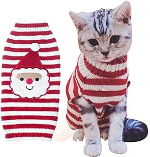 BOBIBI Cat Sweater Christmas Santa Claus Pet Cat Winter Knitwear Warm Clothes